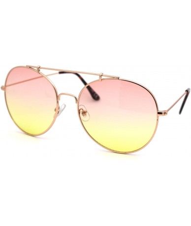 Oversized Hippie Gradient Color Lens Metal Rim Officer Style Oversize Pilots Sunglasses - Gold Orange Yellow - CF18WUTU6KC $8.74