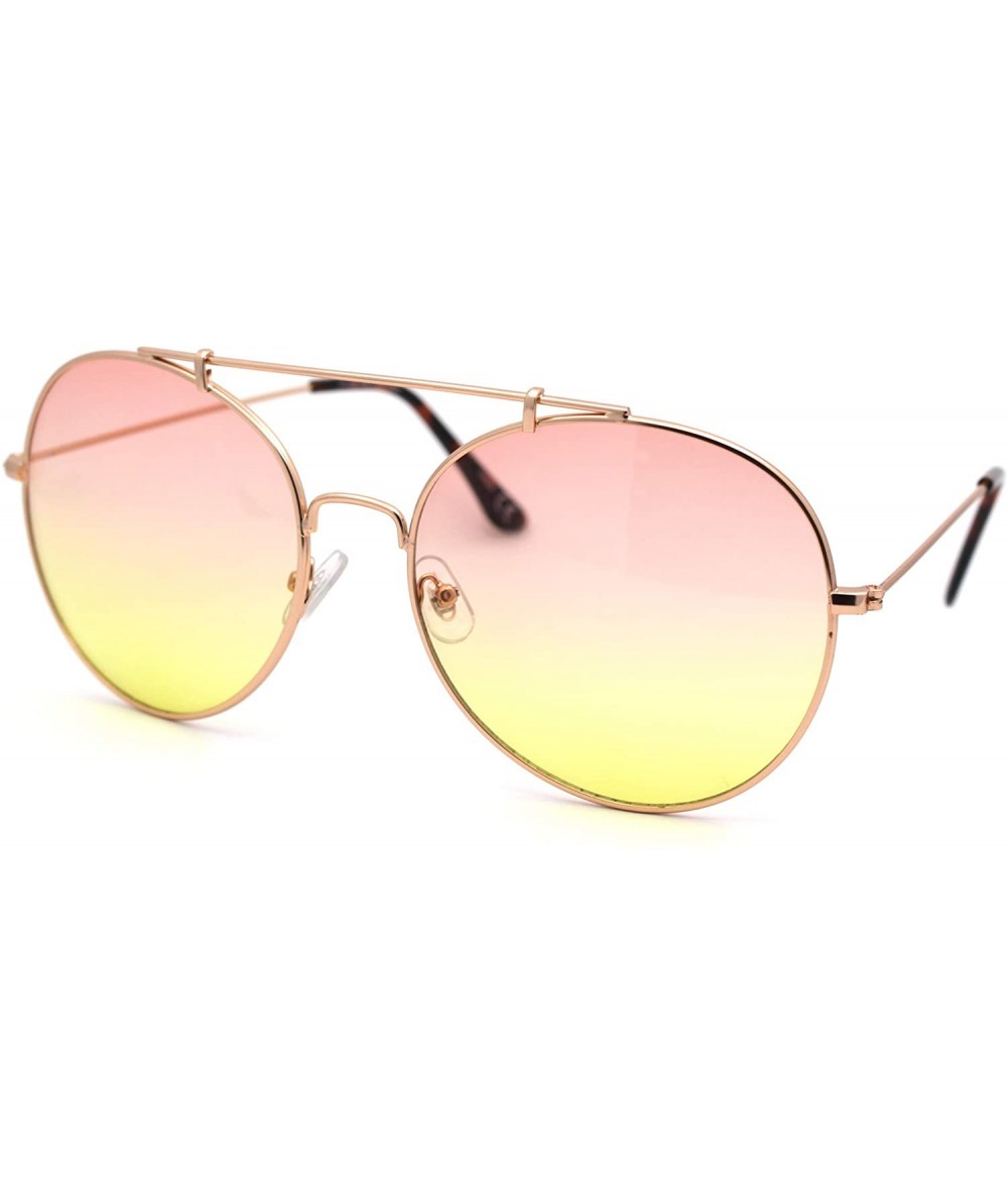 Oversized Hippie Gradient Color Lens Metal Rim Officer Style Oversize Pilots Sunglasses - Gold Orange Yellow - CF18WUTU6KC $8.74