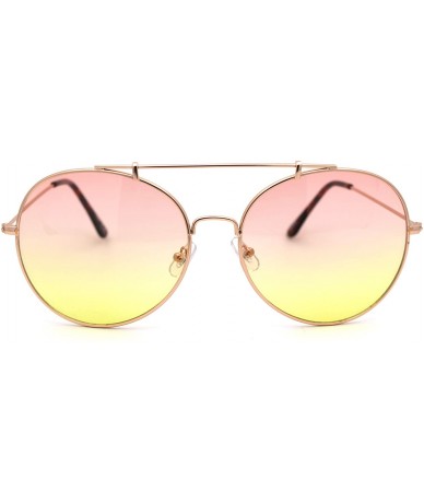 Oversized Hippie Gradient Color Lens Metal Rim Officer Style Oversize Pilots Sunglasses - Gold Orange Yellow - CF18WUTU6KC $2...