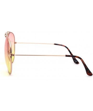 Oversized Hippie Gradient Color Lens Metal Rim Officer Style Oversize Pilots Sunglasses - Gold Orange Yellow - CF18WUTU6KC $2...
