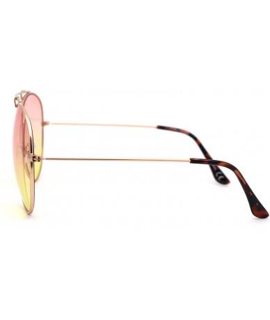 Oversized Hippie Gradient Color Lens Metal Rim Officer Style Oversize Pilots Sunglasses - Gold Orange Yellow - CF18WUTU6KC $8.74