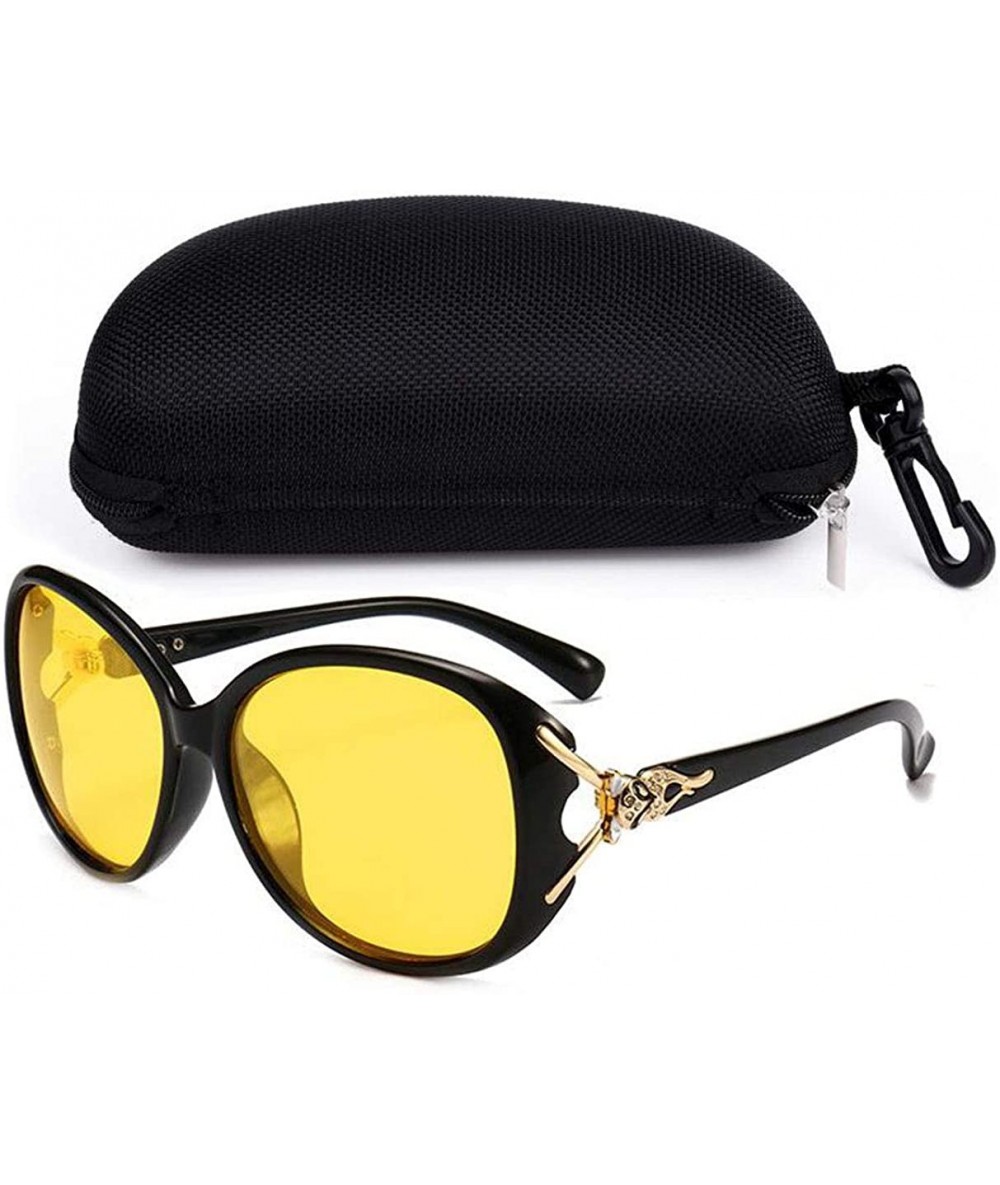 Oversized Womens Night Vision Driving Sunglasses Polarized - Black/ Yellow Lens - C718MDRERQW $18.10