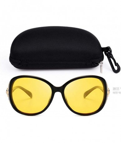 Oversized Womens Night Vision Driving Sunglasses Polarized - Black/ Yellow Lens - C718MDRERQW $18.10