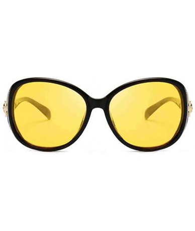 Oversized Womens Night Vision Driving Sunglasses Polarized - Black/ Yellow Lens - C718MDRERQW $18.10