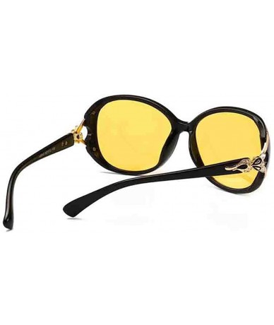 Oversized Womens Night Vision Driving Sunglasses Polarized - Black/ Yellow Lens - C718MDRERQW $18.10