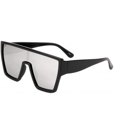Shield Flat Top Geometric Shield One Piece Lens Wide Nose Sunglasses - Grey - CM197A5Q8XO $28.02