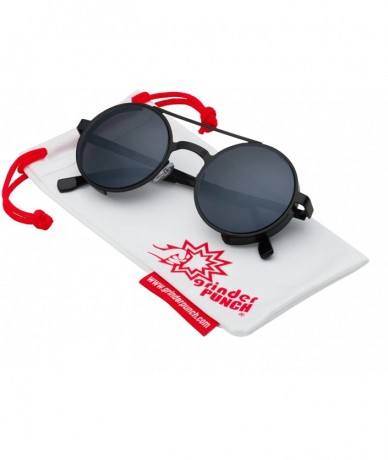 Round Women's Round Retro Flat Bar Cat Eye Sunglasses - Black - CD12LZUDX7R $27.64