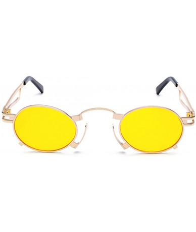 Semi-rimless Men's & Women's Sunglasses Vintage Oval Metal Frame Sunglasses - Golden Tablets - CK18EQD5ULO $26.25