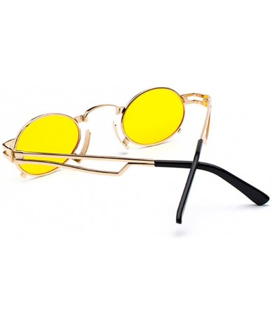 Semi-rimless Men's & Women's Sunglasses Vintage Oval Metal Frame Sunglasses - Golden Tablets - CK18EQD5ULO $10.21