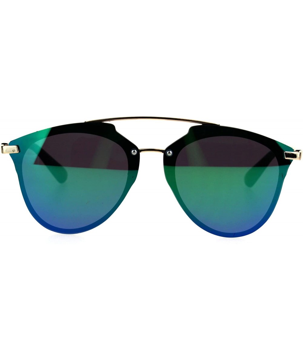 Rimless Womens Color Mirror Flat Panel Horned Hipster Rimless Sunglasses - Teal - CL185UWQZMD $10.73