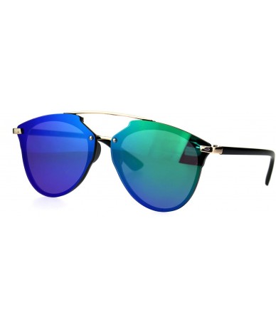 Rimless Womens Color Mirror Flat Panel Horned Hipster Rimless Sunglasses - Teal - CL185UWQZMD $10.73