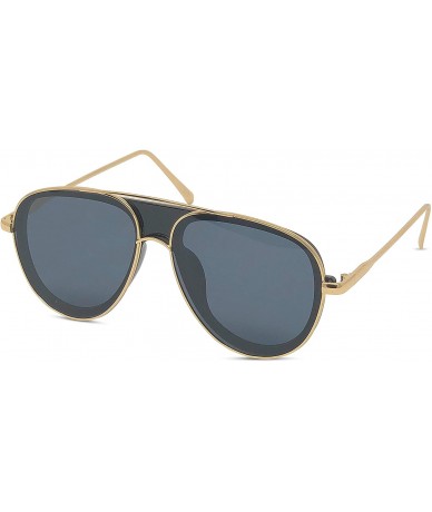 Aviator Designer Modern Transparent Frame Aviator Sunglasses w/Mirror Lens - Gold - CO18HZWRHIN $27.36