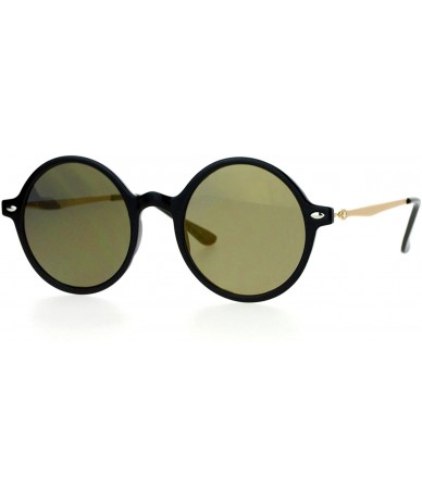 Wayfarer Flat Lens Round Hippie Plastic Mirror Lens Sunglasses - Black Gold - CD12G7GVLL9 $9.48