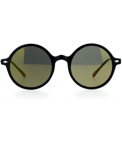 Wayfarer Flat Lens Round Hippie Plastic Mirror Lens Sunglasses - Black Gold - CD12G7GVLL9 $9.48