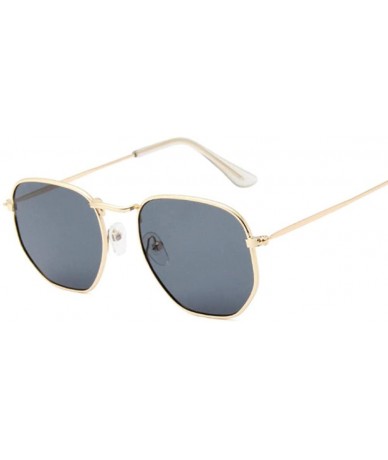 Square Hexagon Sunglasses Classic Glasses Glass GoldGray - CQ1906O3MNY $33.58