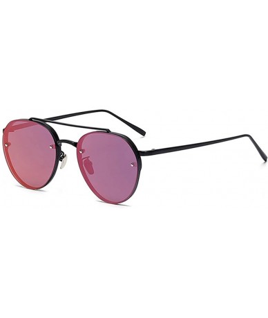 Oversized Aviator Women Men Metal Sunglasses Fashion Designer Frame Colored Lens - 86025_c5_black_purple - CS182Z9MTLD $11.16