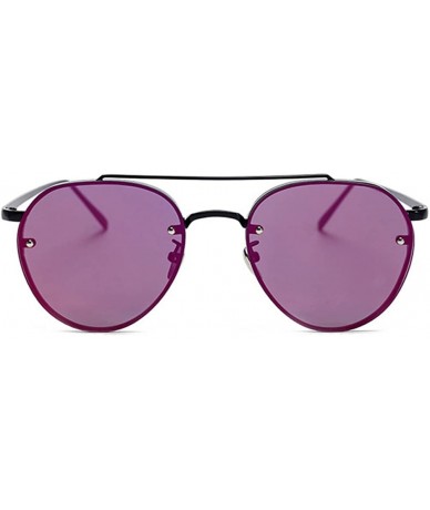 Oversized Aviator Women Men Metal Sunglasses Fashion Designer Frame Colored Lens - 86025_c5_black_purple - CS182Z9MTLD $11.16