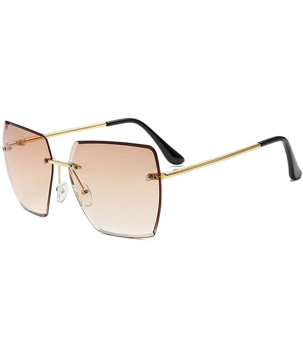 Square Sunglasses Ms. Frameless Sunglasses Ocean Tablet Sun Visor Personality Square Sunglasses Women - C118X6WEWS9 $30.96