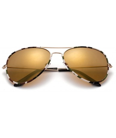 Aviator "Toi" Classic Pilot Style Fashion Sunglasses with Flash Lens - Light Brown - CM12MCS6W97 $10.70