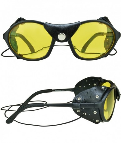 Oval Leather Sunglasses Night Yellow Strings - C9183N8Y9GO $19.49
