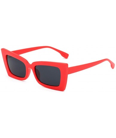 Square Retro Oversized Square Sunglasses Plastic Lenses Fashion Eyeglass - Red Black - C518NRONDME $21.21