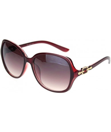 Butterfly Womens 90s Jewel Chain Buckle Rectangle Butterfly Sunglasses - Burgundy Gradient Brown - C518NWRARA7 $11.73