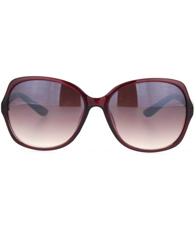 Butterfly Womens 90s Jewel Chain Buckle Rectangle Butterfly Sunglasses - Burgundy Gradient Brown - C518NWRARA7 $11.73