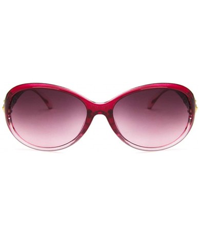 Oval Women Sunglasses Retro Bright Black Drive Holiday Oval Non-Polarized UV400 - Gradient Purple - CA18RKGZ05D $8.28