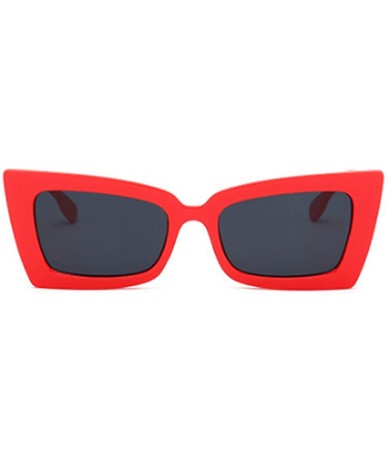 Square Retro Oversized Square Sunglasses Plastic Lenses Fashion Eyeglass - Red Black - C518NRONDME $10.24