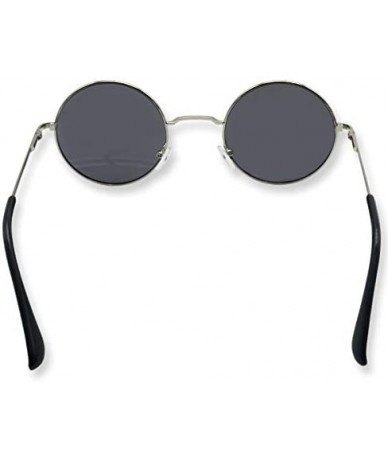 Round John Lennon style Sunglasses Round Retro vintage style 60s 70s hippie glasses - Silver Grey - C4196LA3GUD $8.48