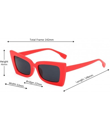 Square Retro Oversized Square Sunglasses Plastic Lenses Fashion Eyeglass - Red Black - C518NRONDME $10.24