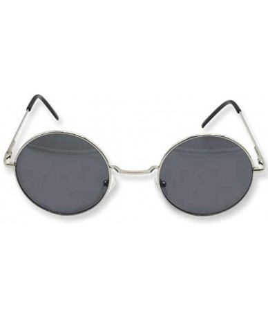 Round John Lennon style Sunglasses Round Retro vintage style 60s 70s hippie glasses - Silver Grey - C4196LA3GUD $8.48