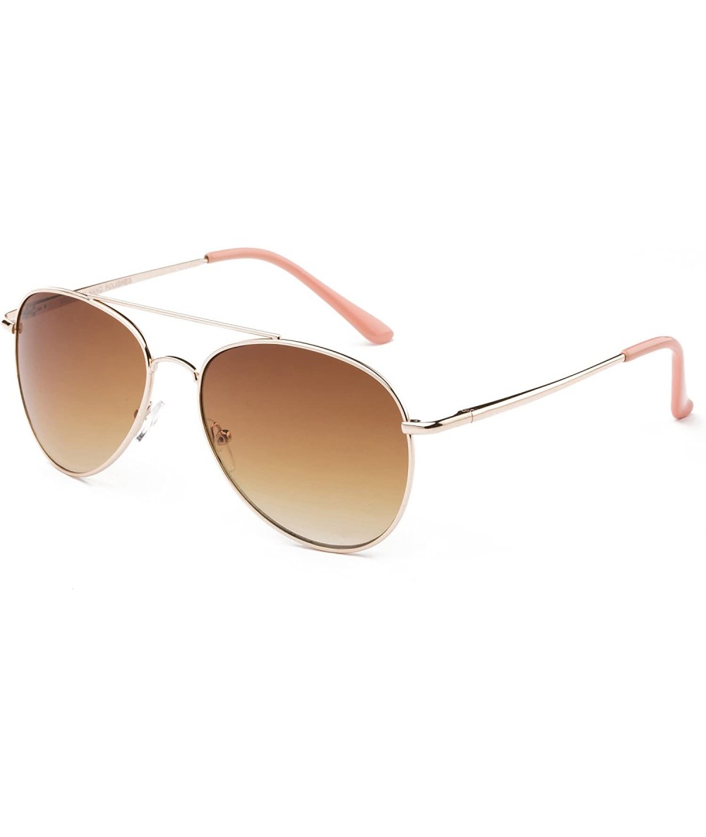 Aviator "Classik" Classic Pilot Style Sunglasses with Gradient Lenses - Gold/Pink - CB12MF2ZB29 $9.65