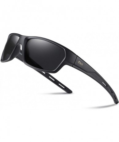 Sport Polarized Sports Running Baseball Cycling TR90 Superlight Frame Sunglasses for Men 6201 - Black Frame Grey Lens - CI18W...