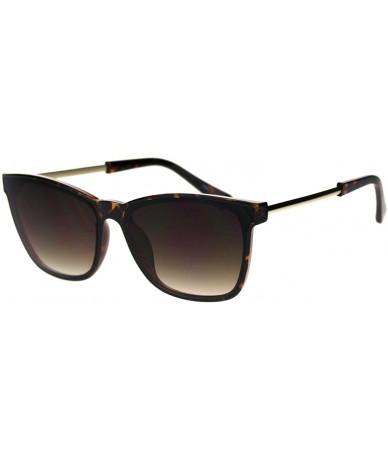 Square Unisex Fashion Sunglasses Chic Trendy Square Minimal Frame UV 400 - Tortoise (Brown) - CW18Z4WAZTL $15.57