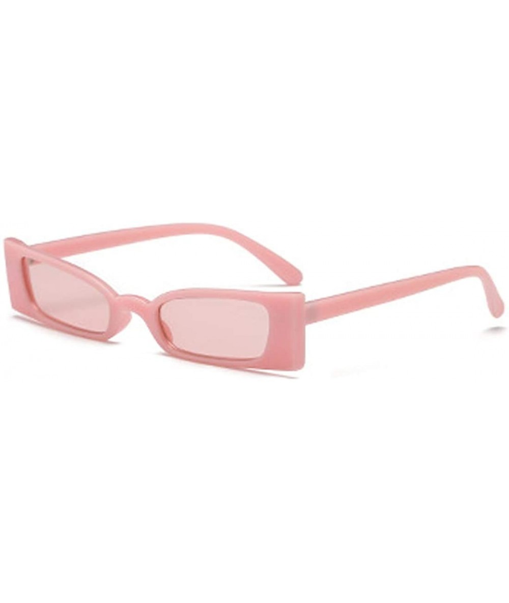 Rectangular Small frame Men and women Sunglasses Fashion Retro Sunglasses - Pink - C218LLC2H6L $17.52