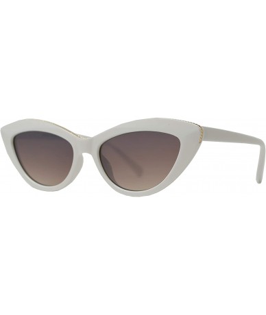 Cat Eye Retro Vintage Small Super Cat Eye Sunglasses for Women with Flat Lens - White + Brown - CR195CXYA3C $24.59