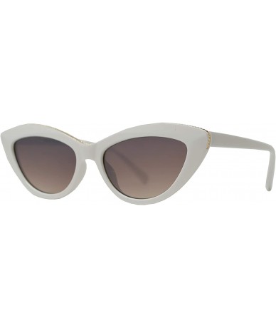 Cat Eye Retro Vintage Small Super Cat Eye Sunglasses for Women with Flat Lens - White + Brown - CR195CXYA3C $11.11