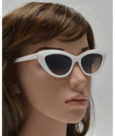 Cat Eye Retro Vintage Small Super Cat Eye Sunglasses for Women with Flat Lens - White + Brown - CR195CXYA3C $11.11