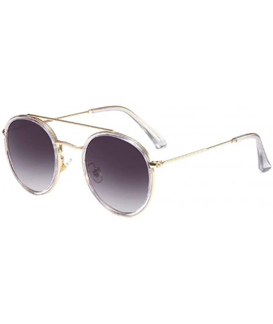 Round Women's Classic Plastic Metal Round Full-Frame AC Lens Sunglasses - Blue Gray - CB18W39W46S $18.69