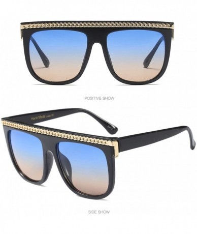 Goggle Women Oversize Sunglasses Fashion Square Eyewear UV400 Metal Chain Shades - C018OSA6AO4 $19.77