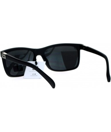 Rectangular Mens Locs Sunglasses Classic Rectangular Frame Black Shades UV 400 - Matte Black - CC1878ZQZ02 $10.02