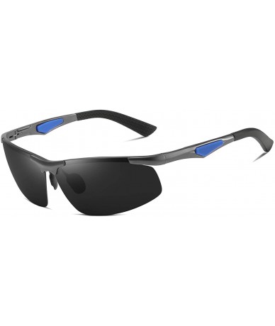 Sport Mens Polarized Rectangle Sunglasses for Sporting Al-Mg Frame Driving Shades - Grey - CD18AXACW0Q $11.30