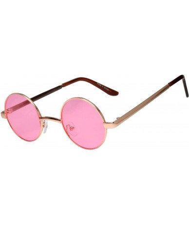 Round Round Retro Vintage Circle Style Sunglasses Colored Metal Frame Small frame 43 mm and 55 mm - 43_pink - CY184XK5696 $10.30