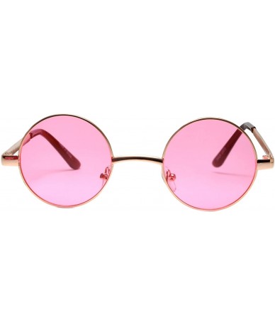 Round Round Retro Vintage Circle Style Sunglasses Colored Metal Frame Small frame 43 mm and 55 mm - 43_pink - CY184XK5696 $10.30