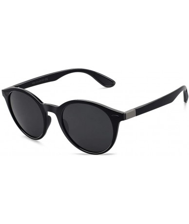 Oversized Sunglasses for Men Polarized Travel Driving Fishing Round Matte Female UV400 Eyewear TR90 - C2 Bright Black - CE18M...