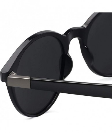 Oversized Sunglasses for Men Polarized Travel Driving Fishing Round Matte Female UV400 Eyewear TR90 - C2 Bright Black - CE18M...
