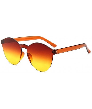 Round Unisex Fashion Candy Colors Round Outdoor Sunglasses Sunglasses - Orange Yellow - CW199S7AE0U $17.70
