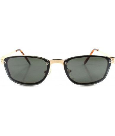 Rectangular Classic Vintage Old Fashion Stylish Mens Rectangle Hipster Sunglasses - Gold - CS1892EMOSX $9.49