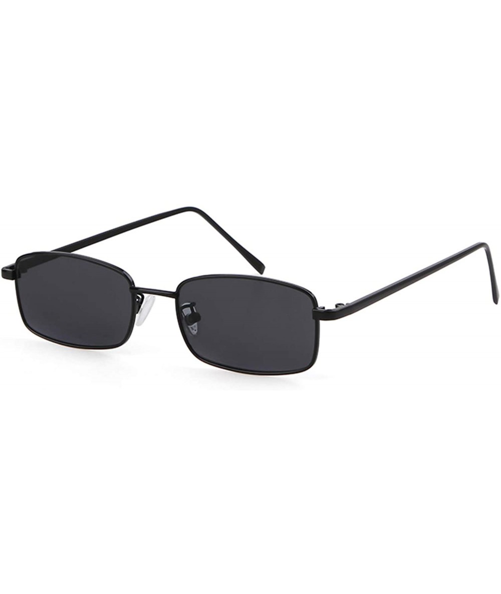 Vintage Black Frame Grey Lens Full Rim| 400% UV Protection | Premium &  Stylish Retro Rectangular Sunglasses for Men & Women (Small)